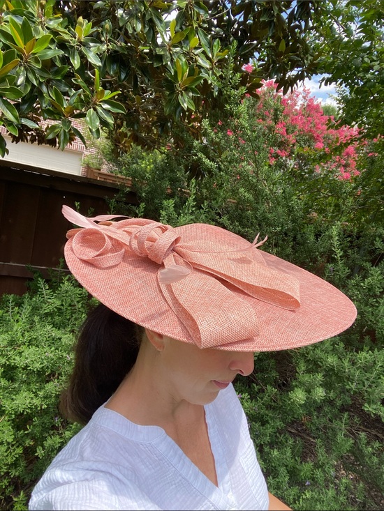 Dusty Rose Fascinator Hat with Large Bow & Feathers main image 7